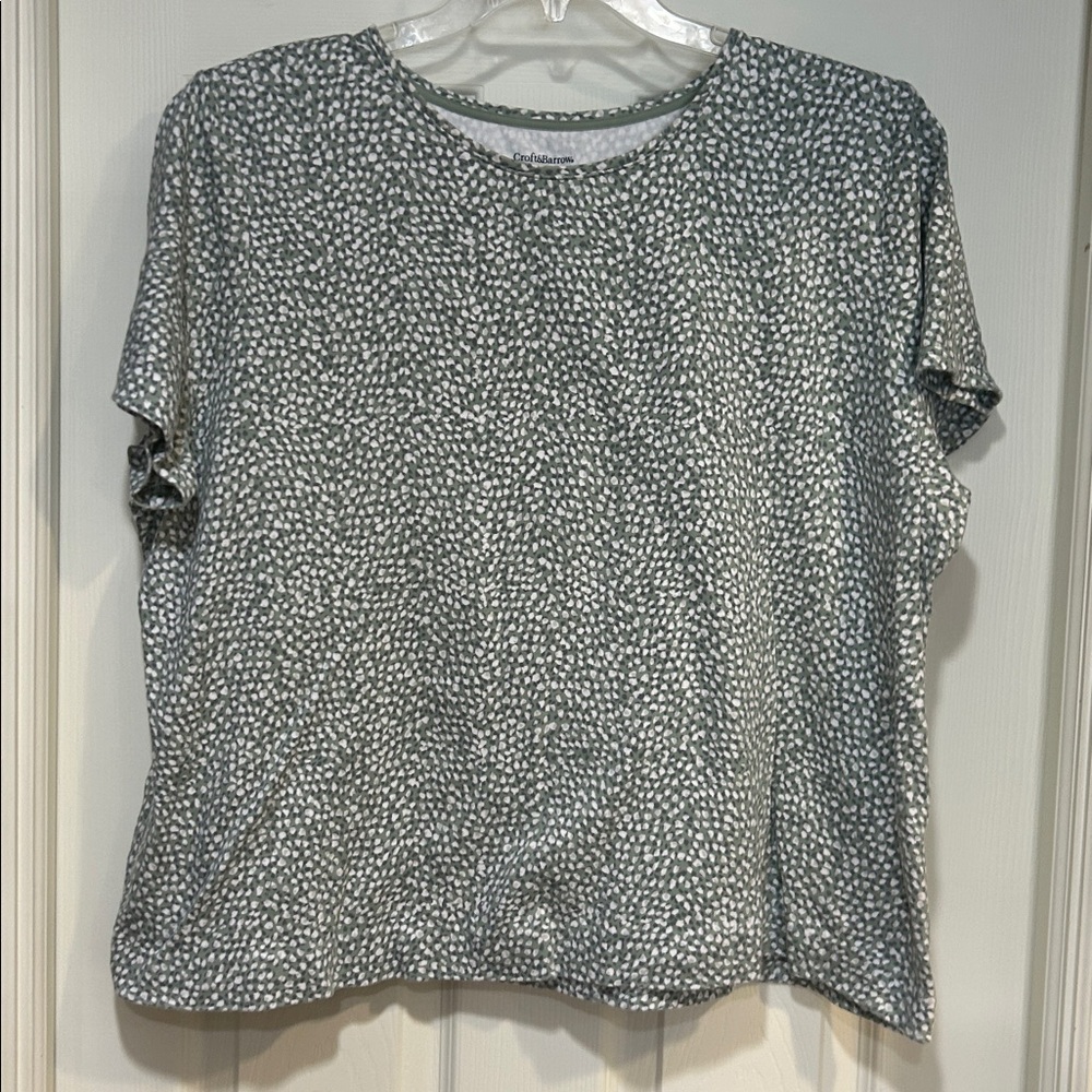 Croft & Barrow Green and White Short Sleeve Top
